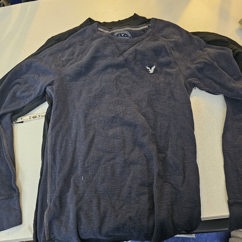 Tops Long Sleeve Black Navy Tan Bundle of 4 Young Men's sz S - Picture 3 of 9